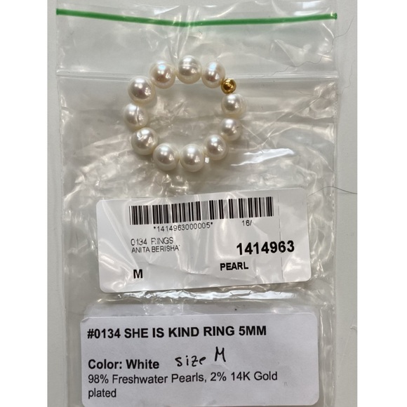 Anita Berisha “She is Kind” 5mm Freshwater Pearl Ring - Picture 4 of 4